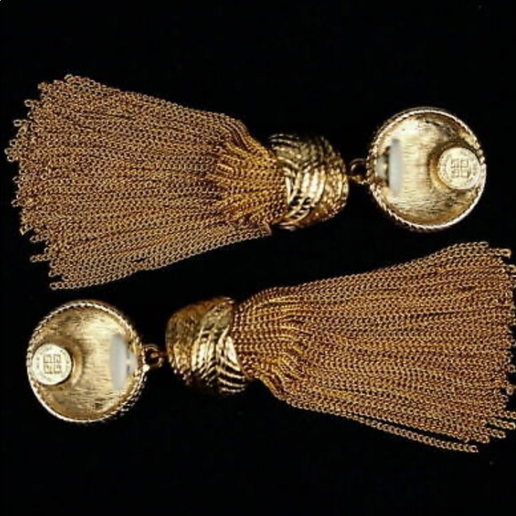 Authentic Givenchy Statement Gold Tone Tassel Earrings! - Picture 4 of 7